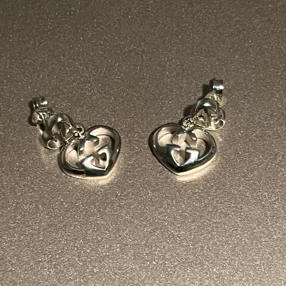 GUCCI Love Britt Double G Heart Drop Earrings